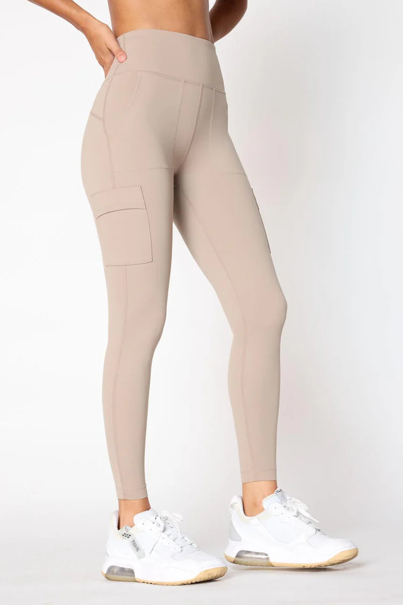 MPG Vital High-Rise Cargo Pocket Legging 26" Taupe