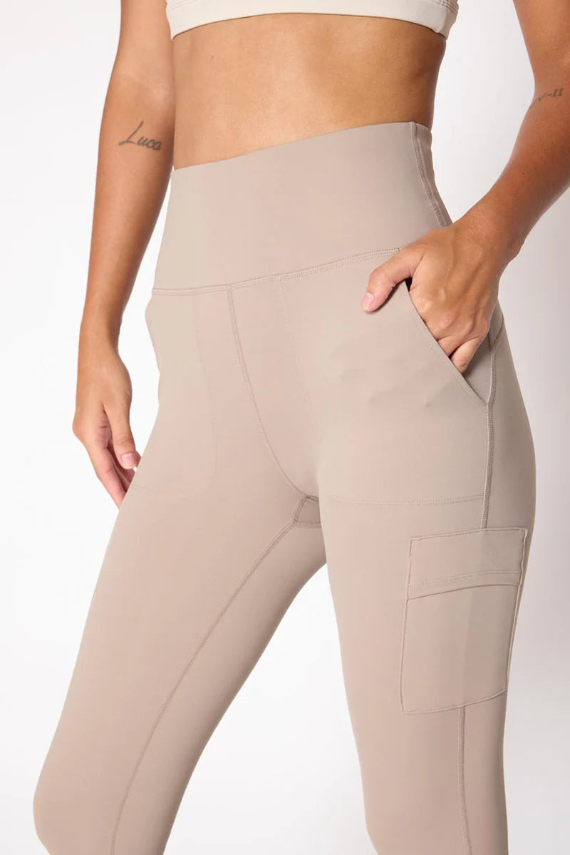 MPG Vital High-Rise Cargo Pocket Legging 26" Taupe