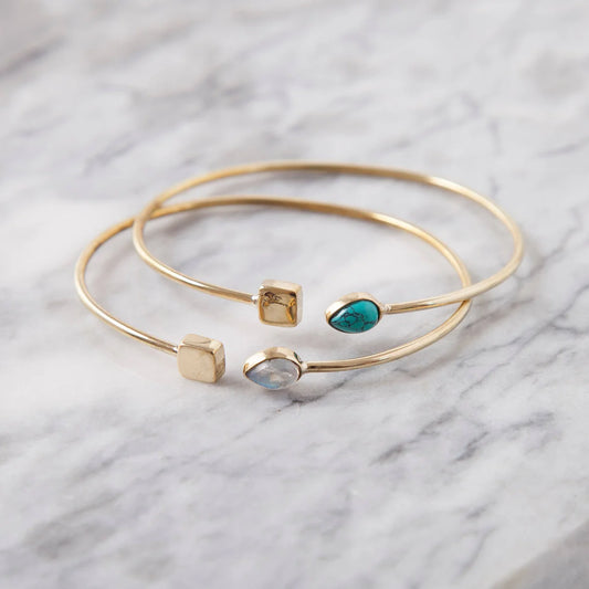 BA Brass Square And Moonstone Bracelet