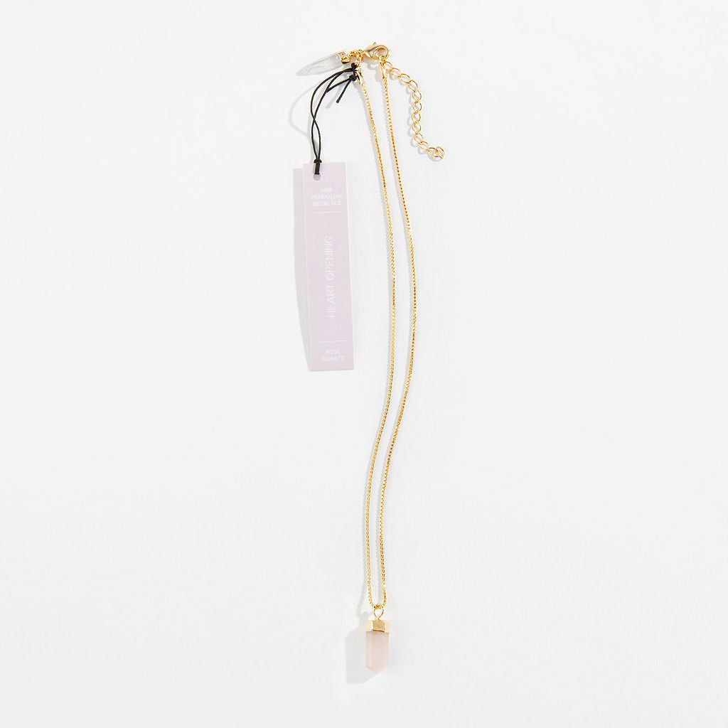 GEO Mini Pendulum Necklace Rose Quartz