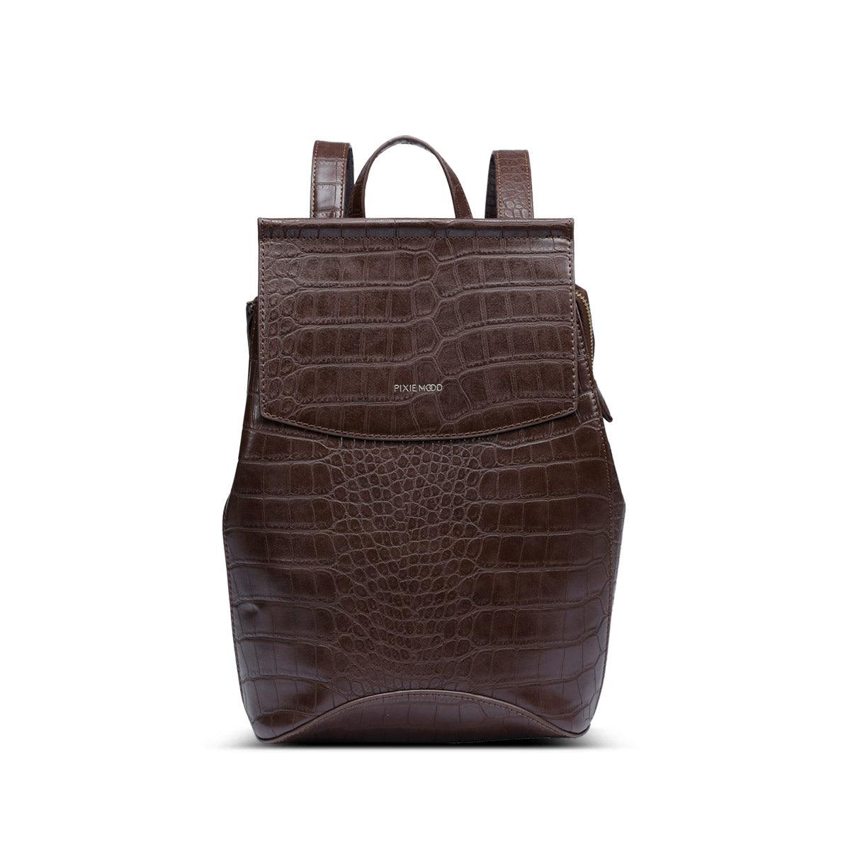 PM KIM BACKPACK BROWN MOCK CROC