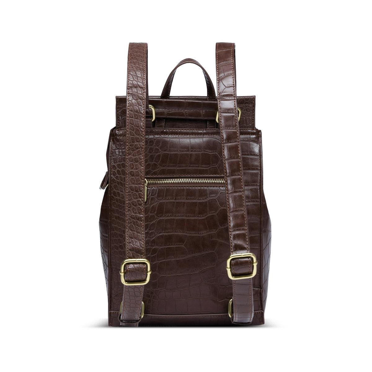 PM KIM BACKPACK BROWN MOCK CROC