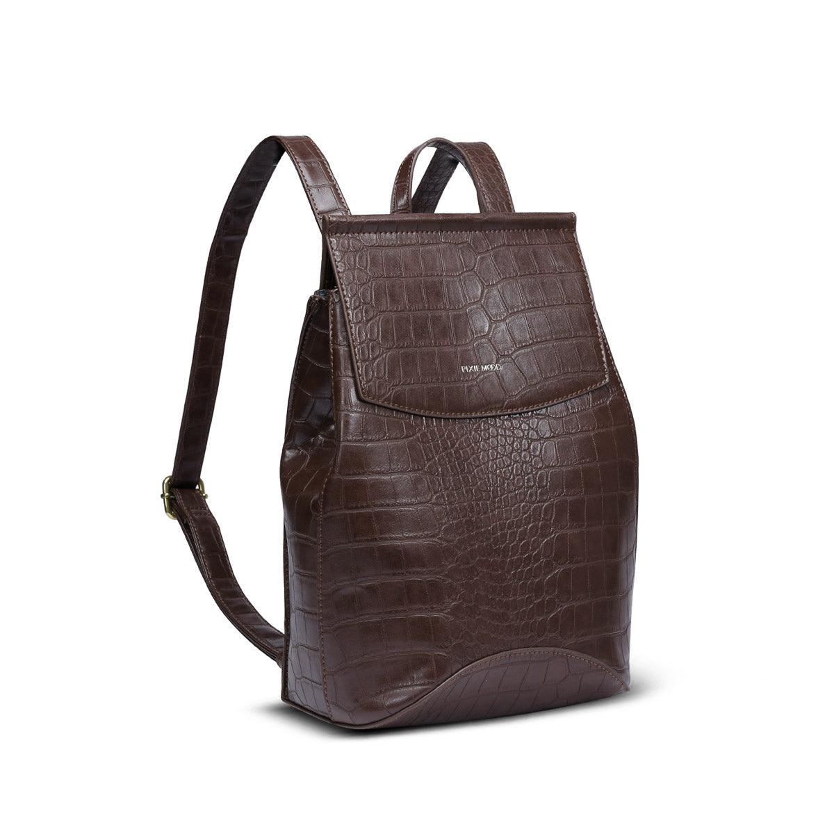 PM KIM BACKPACK BROWN MOCK CROC