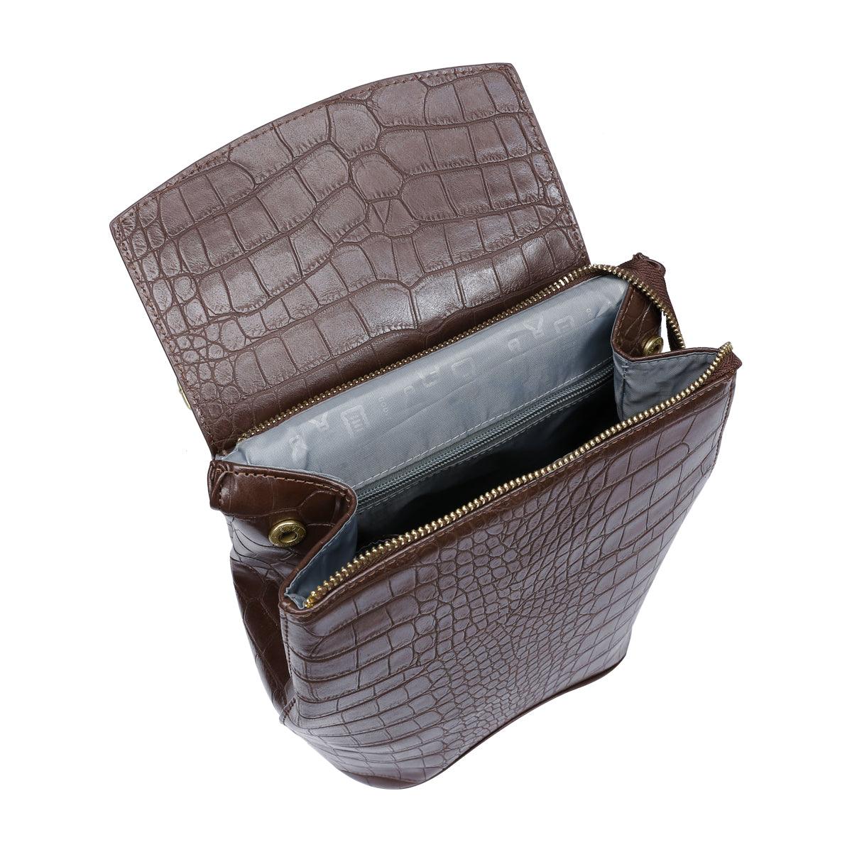 PM KIM BACKPACK BROWN MOCK CROC