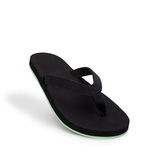 IND Men"s Sandals Flip Flops Sneaker Sole Black/Lime Sole