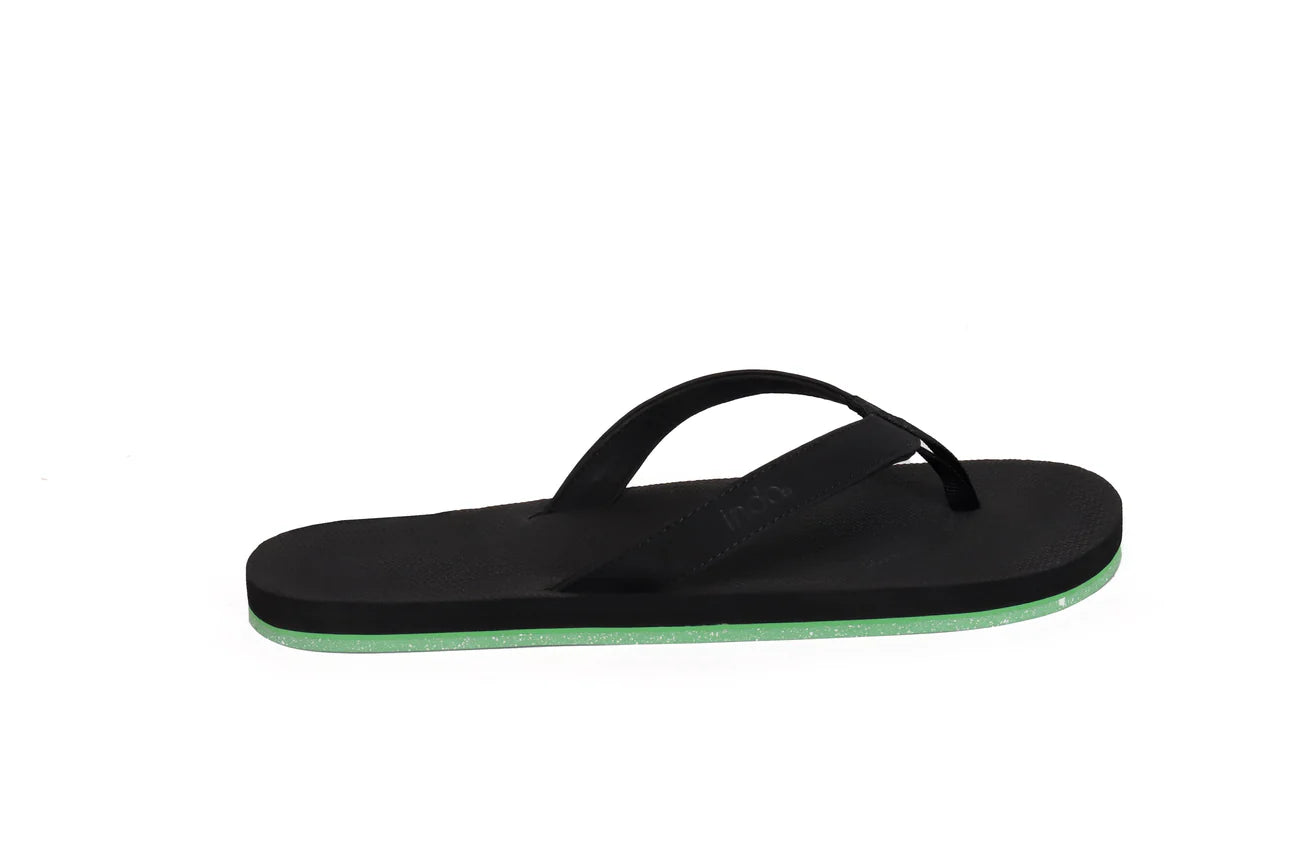 IND Men"s Sandals Flip Flops Sneaker Sole Black/Lime Sole