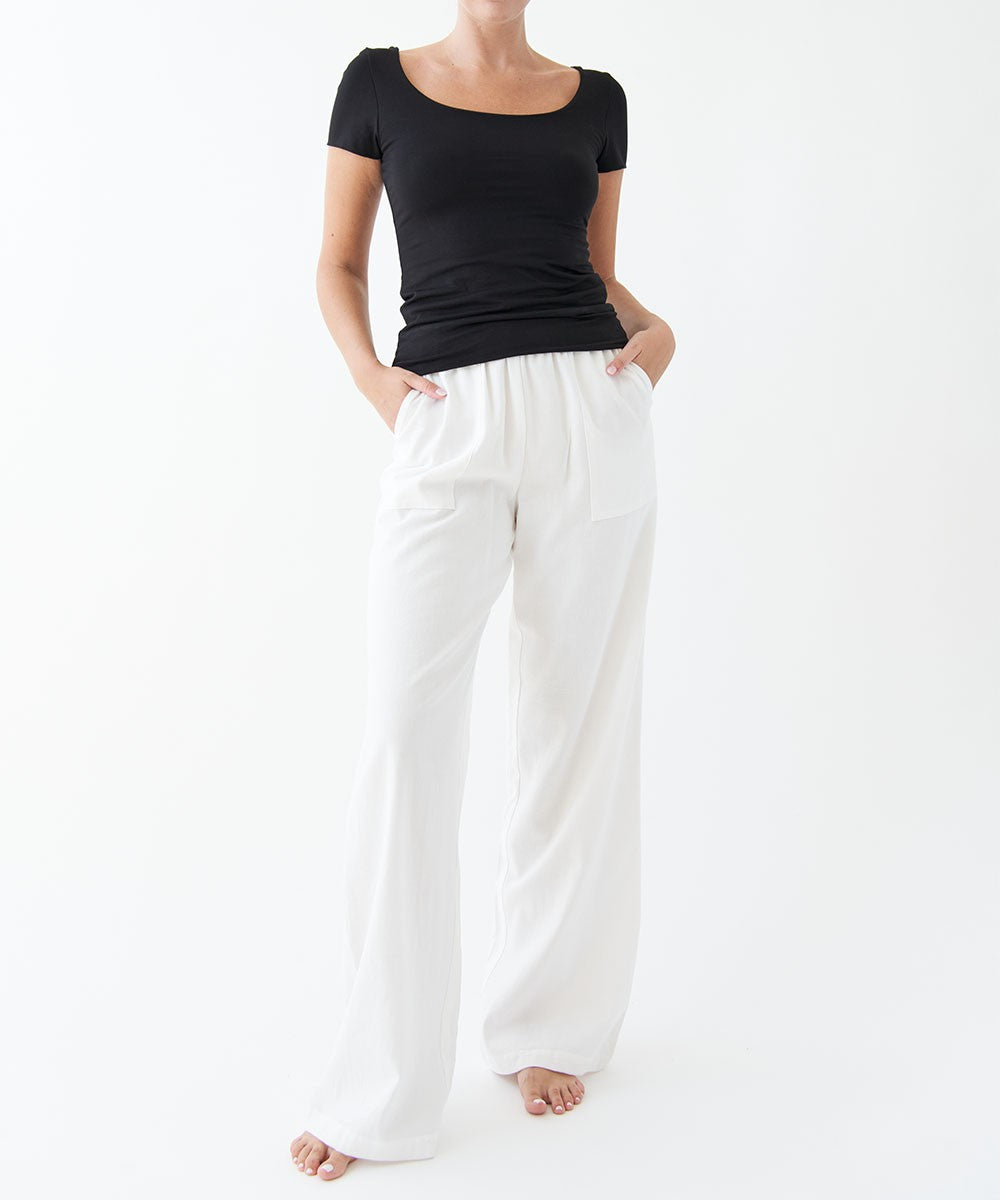 SK BAMBOO LINEN PANTS White