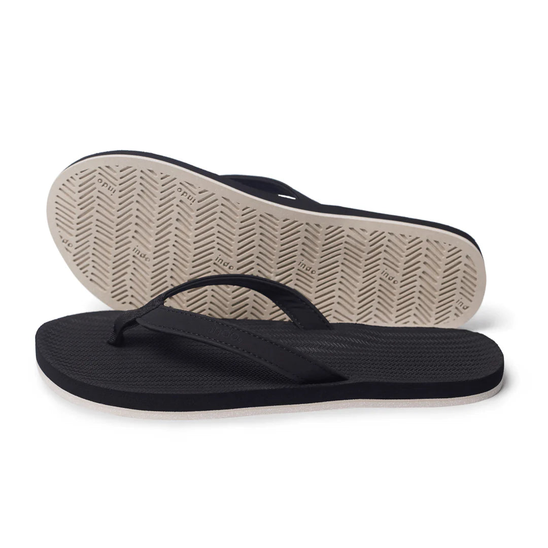 IND Women's Flip Flops Sneaker Sole - Black/Sea Salt Sole