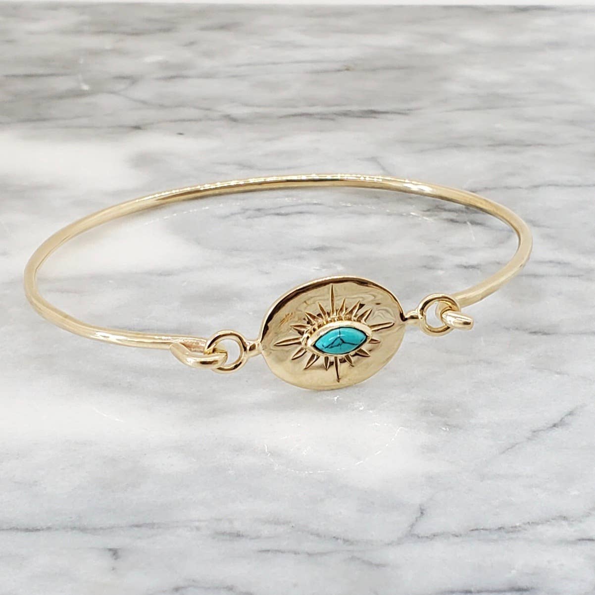 BA Turquoise Sunburst Bracelet Brass