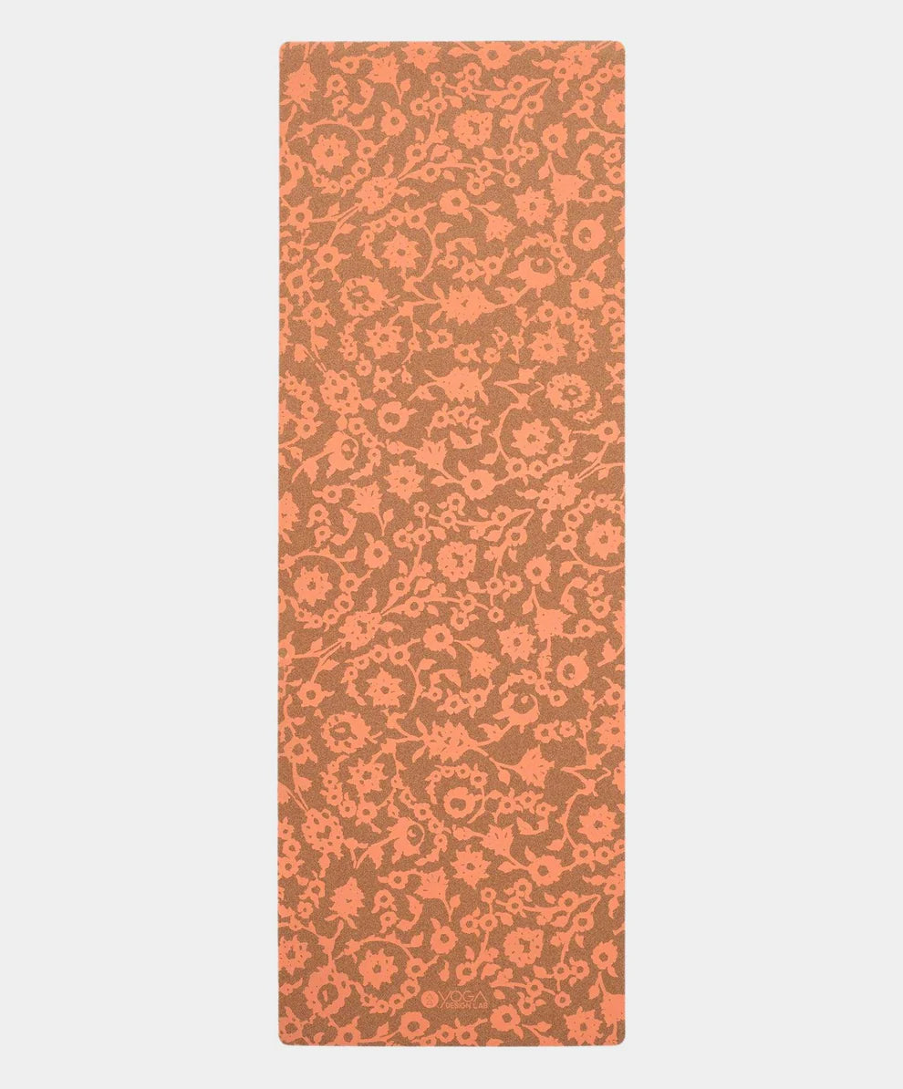 YDL Cork Yoga Mat 1.5mm Floral Batik Coral