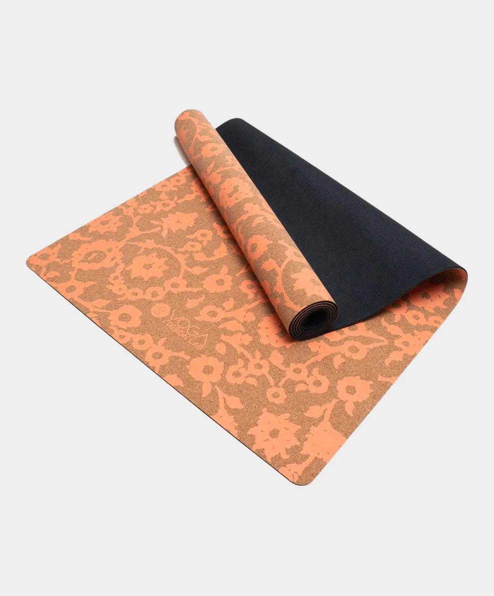 YDL Cork Yoga Mat 1.5mm Floral Batik Coral